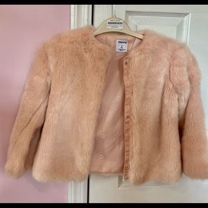 Girls Mayoral pink fur coat, barely worn size 8